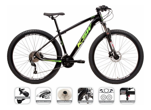 Bike Aro 29 Ksw Xlt 27 V Altus Freio Hidráulico Susp. Trava