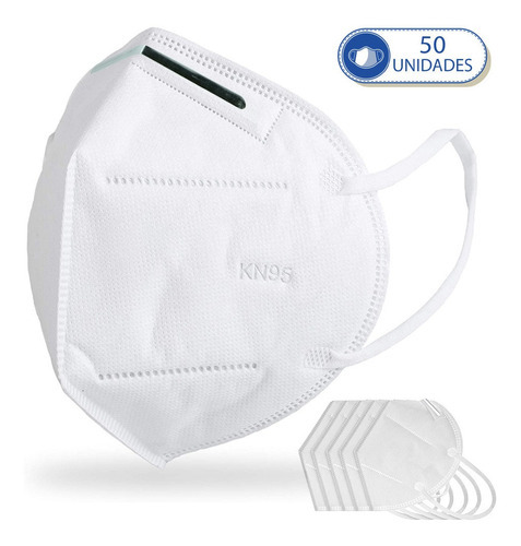 Kit de 50 mascarillas blancas desechables Kn95 Pff2 con pinza nasal blanca