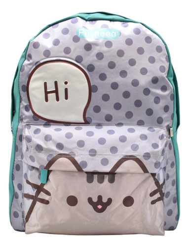 Pusheen The Cat Mochila Estilo Packpack Polka Dots Gatita Color Turquesa