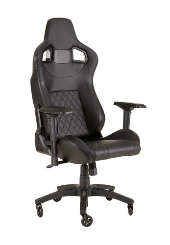 Imagen 3 de 4 de Silla de escritorio Corsair T1 Race gamer ergonómica negra y negra con tapizado de cuero sintético