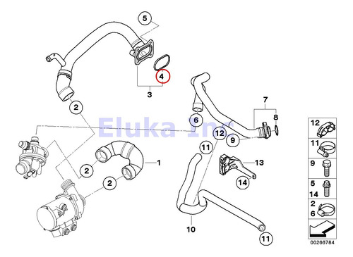 Bmw Manguera Junta Para Bomba Agua Motor Entrada Liquido 535