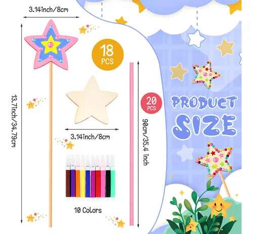 Kit De 57 Varitas De Hada De Princesa Estrella, Haz Tu Propi