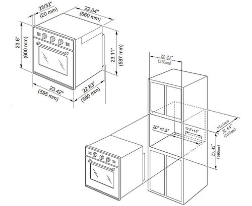 Empava - Horno De Pared De Gas De 24 Pulgadas Con Control Me