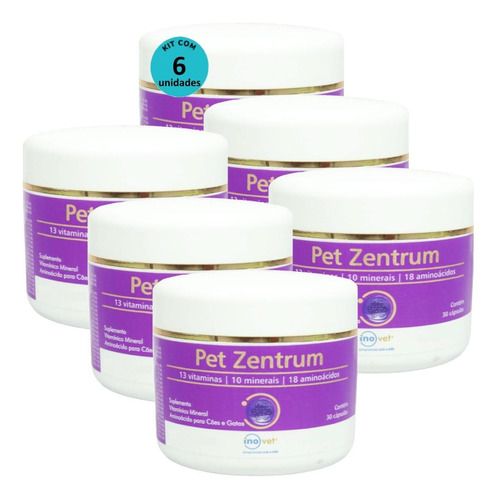 Pet Zentrum Suplemento Cães E Gatos Com 30 Cápsulas Kit 6