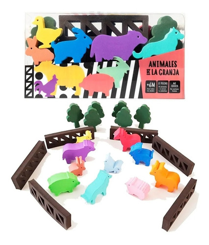 Animales De La Granja Goma Eva 22 Pzas Construcción Y Agua