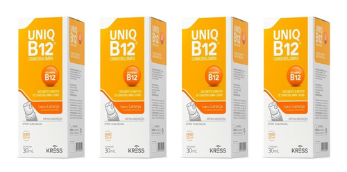 Pure B12 Vitamina Spray Laranja 4 Frascos De 30ml Cada Kress