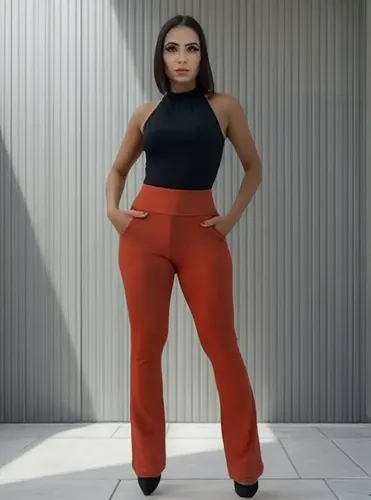 Calça Flare Jacquard Feminina Novidade!!!