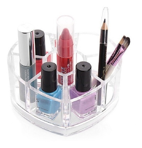 Porta Batom Acrílico Jóias Esmalte Cosméticos Coração