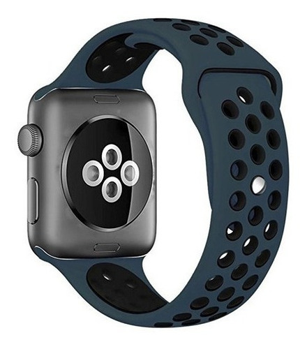 Malla Silicona Deportiva Loop Para Reloj Apple Watch 38/40mm Color Aoba Con Negro