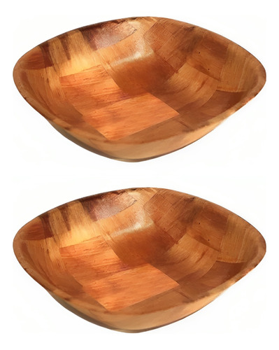 Set X 2 Ensaladera Frutera Cuadrada Madera Laminada 20cm