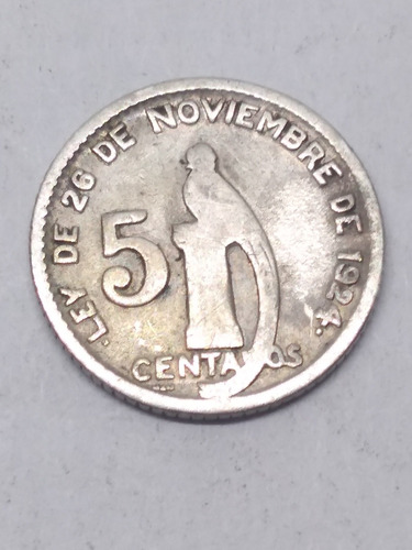 Moneda Guatemala 5 Centavos Plata Ley 720 Antigua Envio $57