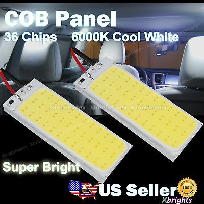 2 Piezas 36 Chips Cob Led Panel Domo Mapa Puerta Luz Con T10