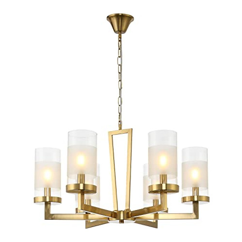 6 Lights Farmhouse Chandelier, Modern Gold Ceiling Ligh...