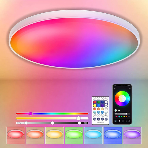 Lámpara De Techo Rgb, 30w 2200lm Luz De Techo Inteligente Co