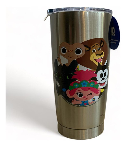 Termo De Acero Inoxidable De Personajes Dreamworks 580ml Color Plateado