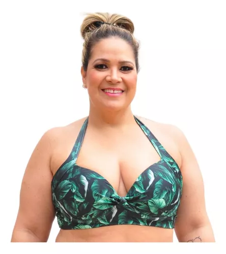 Top Biquíni Plus Size Com Bojo e Alça de Regulagem