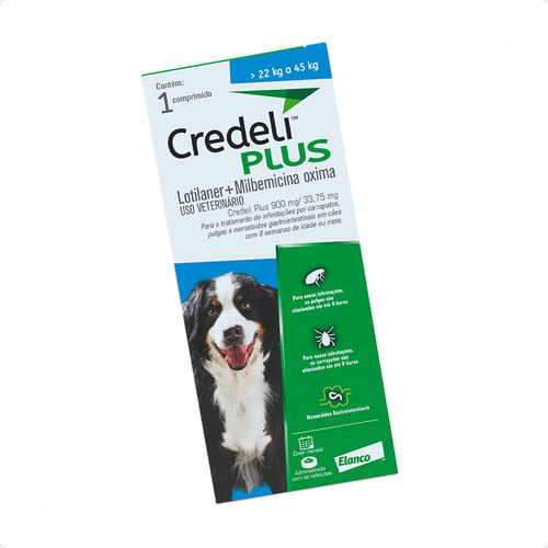 4 Credeli Plus Elanco Para Cães De 22 A 45 Kg - 1 Comprimido