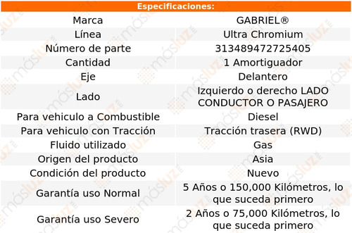 1- Amortiguador Delantero Izq/der Np300 09/11 Gabriel