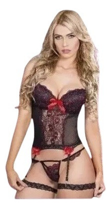 Lencería Erótica Sexi Babydoll Copa Liguero Panty Ligas