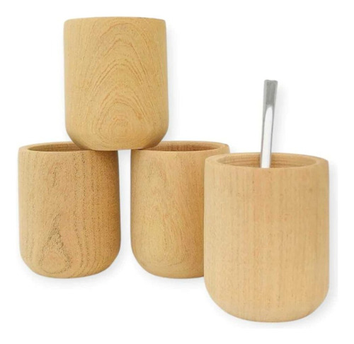 10 Mates Vaso De Algarrobo Para Pintar Con Bombillas Marrón Claro Vaso