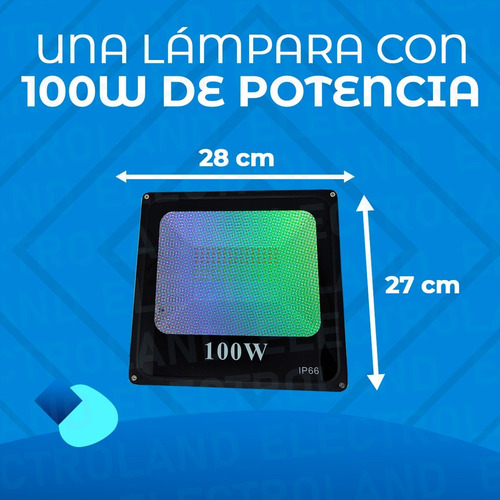 Imagen 6 de 10 de Reflector Rgb Led Exterior 100w Con Control Remoto Colores