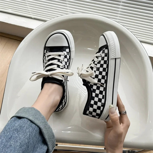 Zapatillas Casuales Transpirables De Lona Para Mujer Con Par