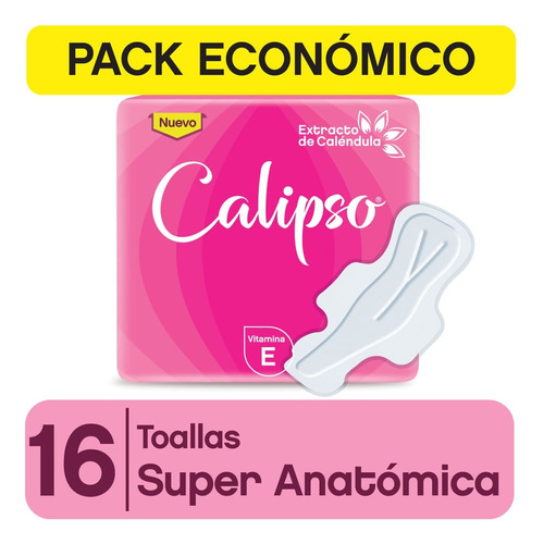 Toalla Calipso Sin Alas Anatomica 16u Pack 6 Unidades 
