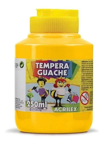 Tinta Tempera Guache Amarelo Ouro 250ml Acrilex