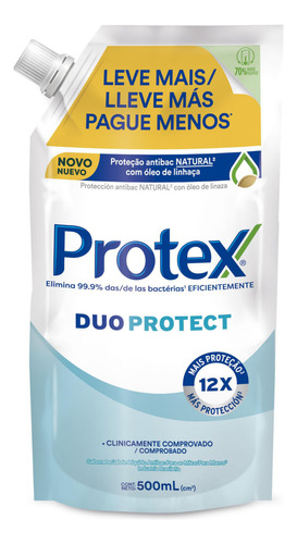 Jabón Líquido Protex Duo Protect Doypack X 500 Ml