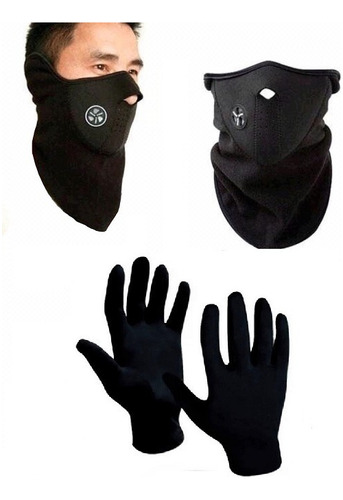 Moto Mascara Polar Neopren Oreja +guantes Primer Piel Termic