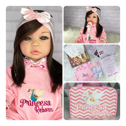 Boneca Bebê Reborn Linda Princesa 20 Itens Bolsa Lançamento