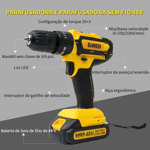 Furadeira/parafusadeira 15v/48v Com Maleta