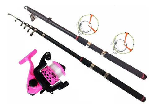 Combo Pesca Caña Telescopica 2,10m + Reel Junior + Tanza