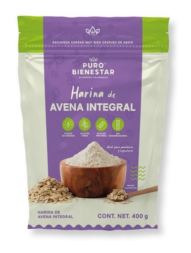 Harina De Avena Integral Sin Gluten Premium Puro Bienestar