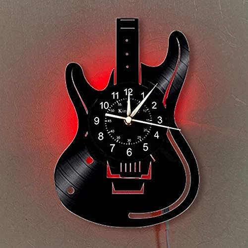 Xiaominye Reloj De Pared De Vinilo Led Guitarra Única Para C