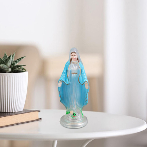 Madre Virgen María Estatuilla 10cm Abrigo Azul Claro