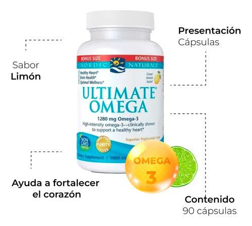 Ultimate Omega-3 Nordic Naturals 1280 Mg Sabor Limón 90 Caps
