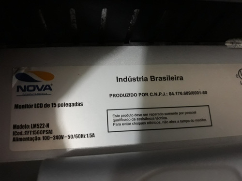 Monitor Nova.modelo Lm522-n .15 Polegadas.usado.sem Cabos.