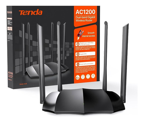 Router Tenda Dual Band Ac1200 Ac8 Gamer Fibra Optica 6dbi