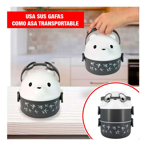 Taper Fiambrera Portátil Con Diseño 2niveles Bento Lonchera