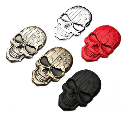Adhesivo Metálico Negro Tridimensional Con Calavera De Diabl