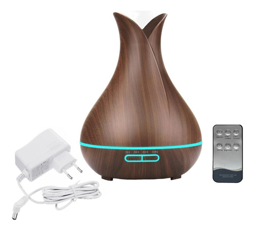 Umidificador Difusor Ultrassônico Gota 400ml Controle Remoto Cor Marrom-escuro Bivolt