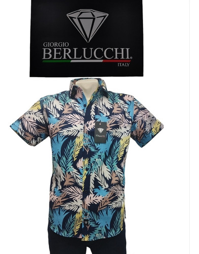 Camisa Giorgio Berlucchi Hawaiana 04 Tallas Extras 42 - 48