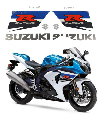 Kit Adesivos Lateral Suzuki Gsxr 1000 2011 Branca E Azul