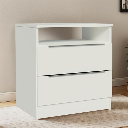 Mesa De Cabeceira Madesa 3227 Com 2 Gavetas - Branco