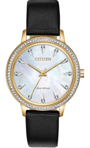 Citizen Silhouette Cristal Swarovski® Fe7042-07d .. Dcmstore Color de la correa Negro Color del bisel Oro Color del fondo Madre Perla