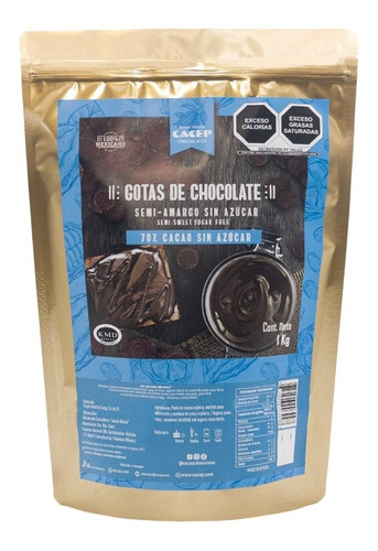 Gotas De Chocolate Cacep Sin Azúcar 70% Cacao 1 Kg