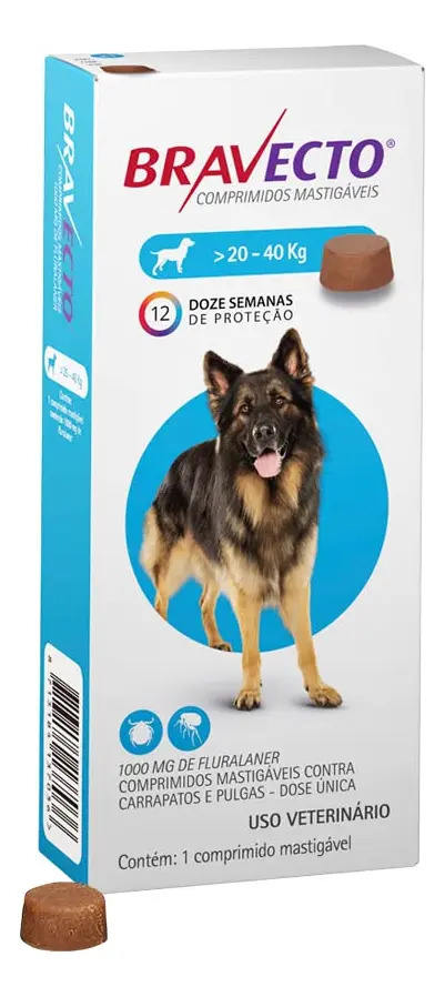 Antiparasitario Bravecto Perros 20-40 Kg Pulgas Garrapatas 12 Semanas