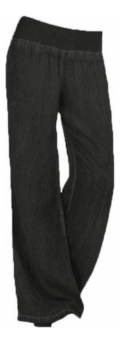 Pantalon Mujer Cintura Alta Elasticidad Denim Ancho Pier [u]