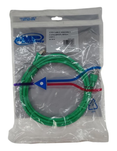 Cable De Red Amp Cat 6 Verde 8 Feet (2.4mts) X10 Unidades